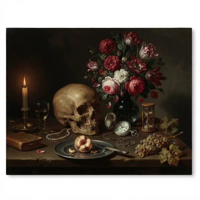 Vanitas with Skull and Roses
