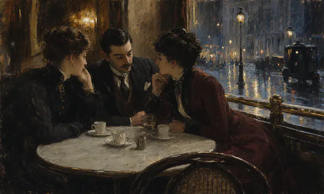 Paris Café After Rain by GenMoMA Atelier